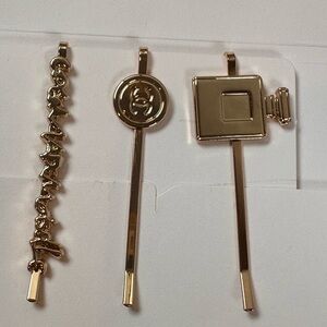CHANEL Gold Hair Accessories Set with Iconic Designs